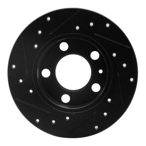 Audi A1 Brake Rotor (1) - Rear Right - R1 Concepts - Drilled & Slotted - Black - `98-`24